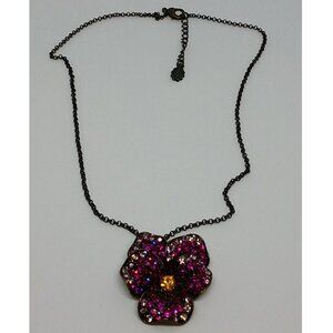 𝅺MMW brand antique metal look dazzling rhinestone flower chain necklace pendant